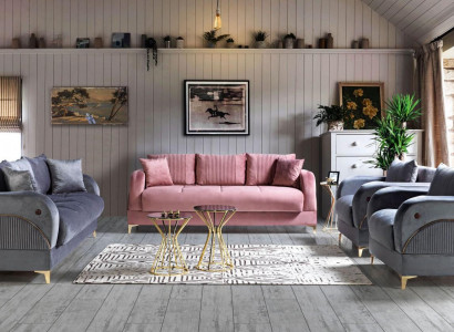 Sofagarnitur 3+3+1+1 Sitzer Textil Modern Komplett Sessel Sofa 3 Sitzer Luxus