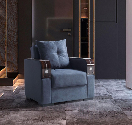 Sofagarnitur 3+1 Sitzer Textil Holz Sofa 3 Sitzer Modern Sessel Komplett Set 1