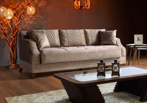 Sofagarnitur 3+2+1+1 Sitzer Sessel Garnitur Modern Relax Möbel Beige Luxus