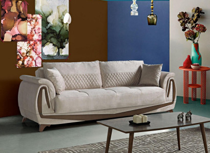 Luxus 3 Sitzer Sofa Wohnzimmer Möbel Elegant Sofa 230cm Textil Beige Neu