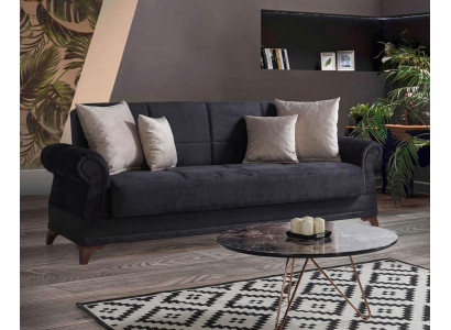 Luxus Sofa 3 Sitzer Textil Sofa Schwarz Design Möbel 3er Polster Neu Relax Set