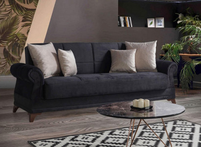 Luxus Sofa 3 Sitzer Textil Sofa Schwarz Design Möbel 3er Polster Neu Relax Set