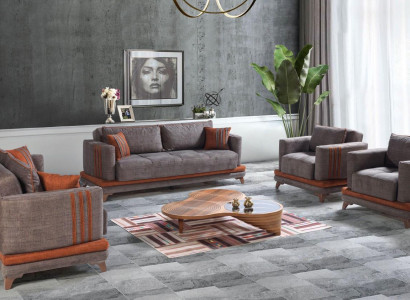 Design Modernes Wohnzimmer Set Sofagarnitur 3+2+1+1 Grau Wohnzimmer Möbelset