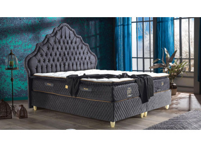 Bett Design Betten Luxus Schwarz Polster Schlafzimmer Möbel Chesterfield
