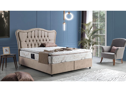 Bett Design Betten Luxus Polster Schlafzimmer Möbel Modern Beige 160x200