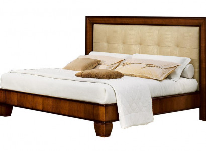 Bett Braun Schlafzimmer Holzmöbel Textil Design Klassische Art déco Stil Neu