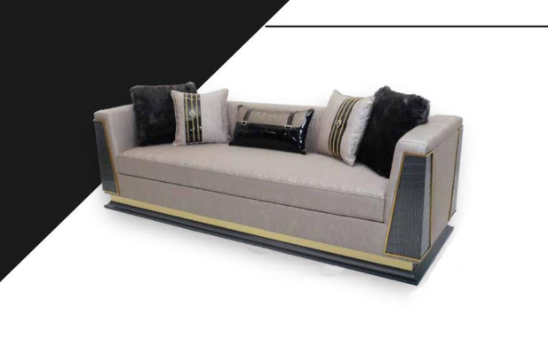 Klassisch Sofa 3 Sitzer Design Wohnzimmer Möbel Dreisitzer Stoffsofa