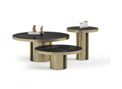 Luxus Couchtisch Set 3x Rundtische Moderne Wohnzimmer Beistelltische Neu