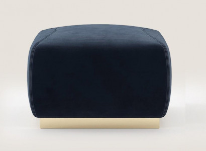 Designer Luxus Blauer Hocker Mit Edelstahlrand Polster Textil Möbel Neu