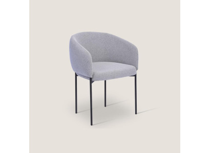 Grauer Polsterstuhl mit Armlehnen Designer Einsitzer Wohnzimmer Stühle