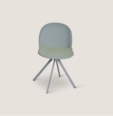 Grauer Polster Eszimmerstuhl Designer Einsitzer mit Edelstahlfüßen Neu