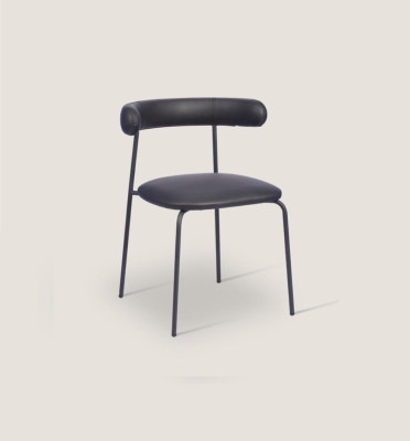 Schwarzer Edelstahl Stuhl Kunstleder Stühle Einsitzer Esszimmer Möbel