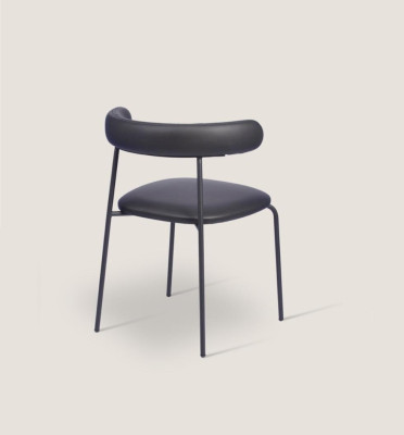 Schwarzer Edelstahl Stuhl Kunstleder Stühle Einsitzer Esszimmer Möbel