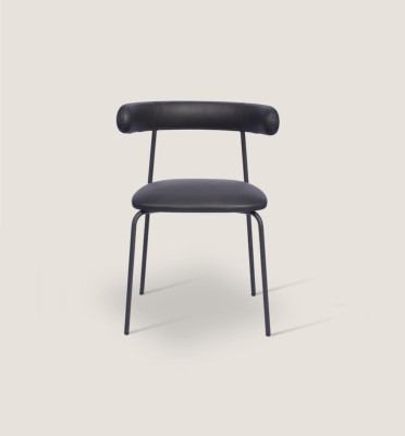 Schwarzer Edelstahl Stuhl Kunstleder Stühle Einsitzer Esszimmer Möbel