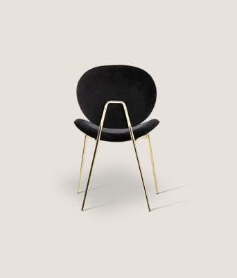 Schwarzer Designer Stuhl mit Edelstahlfüßen Moderne Esszimmerstühle