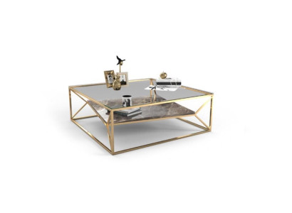 Moderner Marmor Wohnzimmer Couchtisch Luxus Edelstahl Tisch Glasplatte