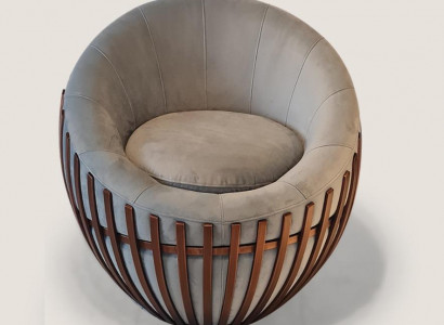 Designer Grauer Sessel Wohnzimmermöbel Polster Sitz Textil Sessel Lounge Club