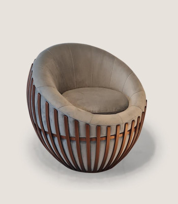 Designer Grauer Sessel Wohnzimmermöbel Polster Sitz Textil Sessel Lounge Club