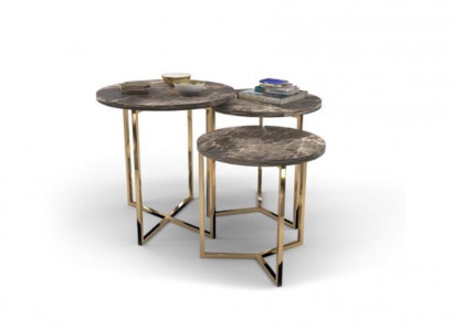 Designer 3x Marmor Beistelltische Luxus Wohnzimmer Tische Couchtische Tisch