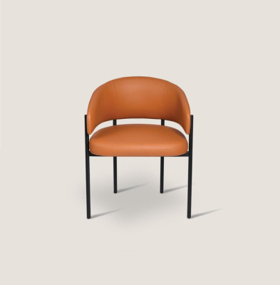 Oranger Luxus Stuhl Moderne Esszimmer Stühle Polster Kunstleder Möbel