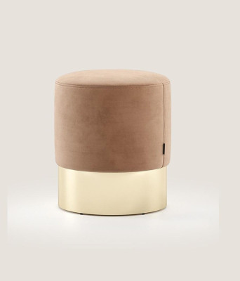 Beiger Fußhocker Designer Pouf Beistellhocker Polster Sitzmöbel Textil