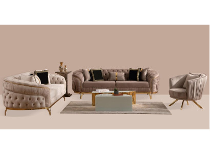 Chesterfield Sofagarnitur 321 Sitzer Design Polster Sofa Garnitur Set
