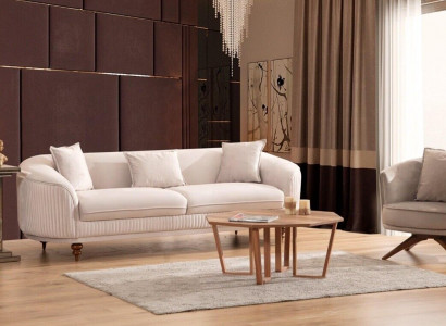 Sofa 3 Sitzer Elegantes Sessel Modern Luxus Design Holz Möbel Polster