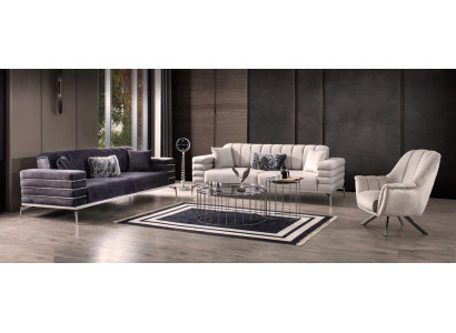 Sofa Samt Polster Sitz 3311 Design Sofas Metall Garnitur Couchen Neu