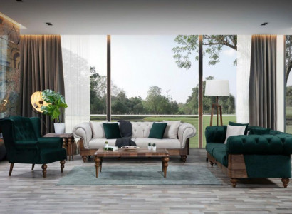 Moderne Zwefarbige Chesterfield Sofagarnitur 3+3+1 Sitzer Luxus Möbel