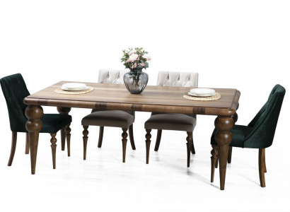 Klassische Esszimmer Holz Garnitur Esstisch 6x Polster Stühle 7tlg Set