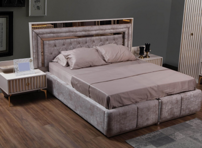 Modernes Schlafzimmer Komplettes Set Bett Nachttische Designer Möbel