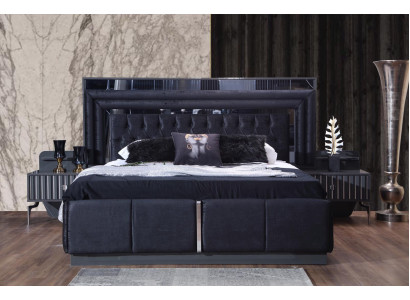 Schwarzes Luxus Chesterfield Doppelbett Moderne Bettgestelle Holz Möbel