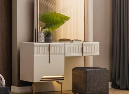 Luxus Möbel Designer Schminktisch mit Spiegel Hocker Neu Schlafzimmer