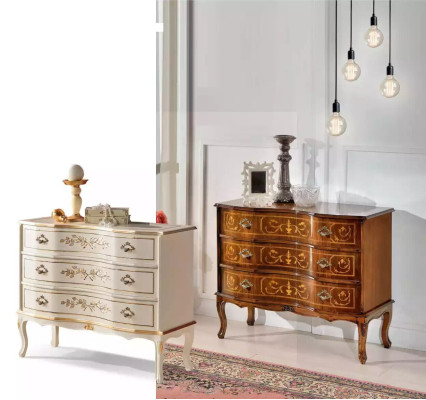 Klassische Kommode 3x Schubladen Echtholz Design Wohnzimmer Möbel