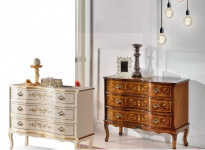 Klassische Kommode 3x Schubladen Echtholz Design Wohnzimmer Möbel