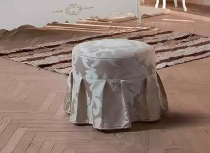 Grauer Luxus Fußhocker Rund Polstermöbel Textil Sitzhocker Ottomane