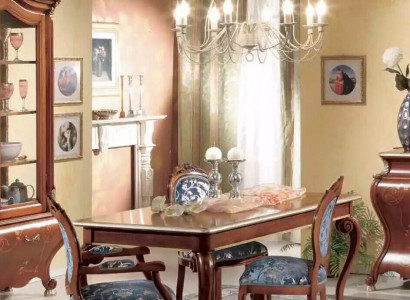 Klassischer Esszimmer Set Luxus Tisch 2x Armlehnenstühle Holz Gruppe 5tlg