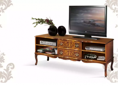 Luxuriöses stilvolles TV Regal rtv niedriges Sideboard Holz Wohnzimmer braun Möbel