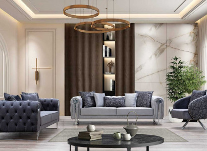 Moderne bequeme Wohnzimmermöbel zwei Dreiersofas und 1 Sitzer Sessel