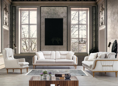 Modernes weißes Luxussofa für Wohnzimmer und 1 Sitzer Sessel