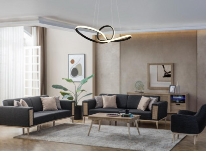 Modernes Set aus hochwertigen grauen Wohnzimmermöbeln neu