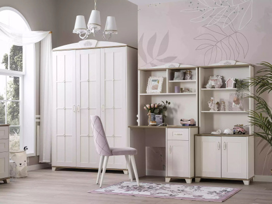 Komplete Jugendbett Kindermöbel Kinderzimmer Bett Holz Rosa Set 8tlg