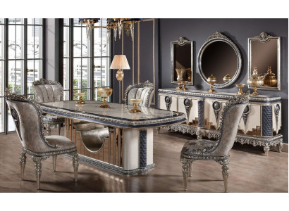 Graue Esszimmer Garnitur Klassische Esszimmer Möbel Esstisch Kommode Neu