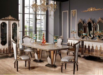 Klassische Hochwertige Esszimmer Garnitur Luxus Set Esstisch Kommode