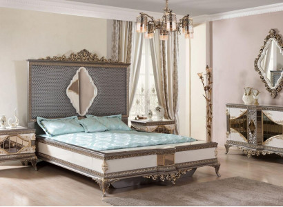 Klassische Schlafzimmer Garnitur Hochwertiges Set Doppelbett Kommode Sofa