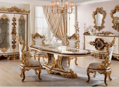 Luxuriöses Esszimmer Set Klassische Essgruppe Holz Möbel Stil Design