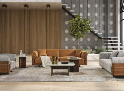 Sofagarnitur Komplette Couchgarnitur Polstersofa Braun Stoff Stoffsofa