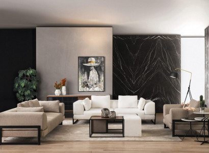 Sofagarnitur Komplette Polstersofa Couchgarnitur Grau Stoff Stoffsofa