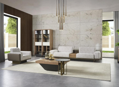 Garnitur Viersitzer Sofagarnitur Sessel Stoff Stoffsofa Modern Sofa