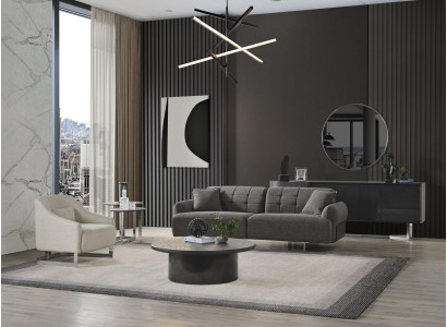 Couchen Polstersofa Grau Komplette Dreisitzer Sessel Modern 2tlg Sofas Neu